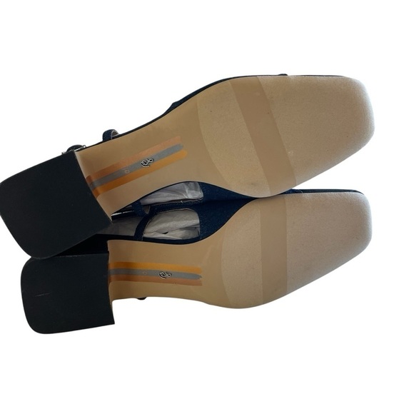 Sam Edelman Tarra Slingback Pumps Black/Navy Denim Block Heel Size 10 New in Box - Picture 11 of 12